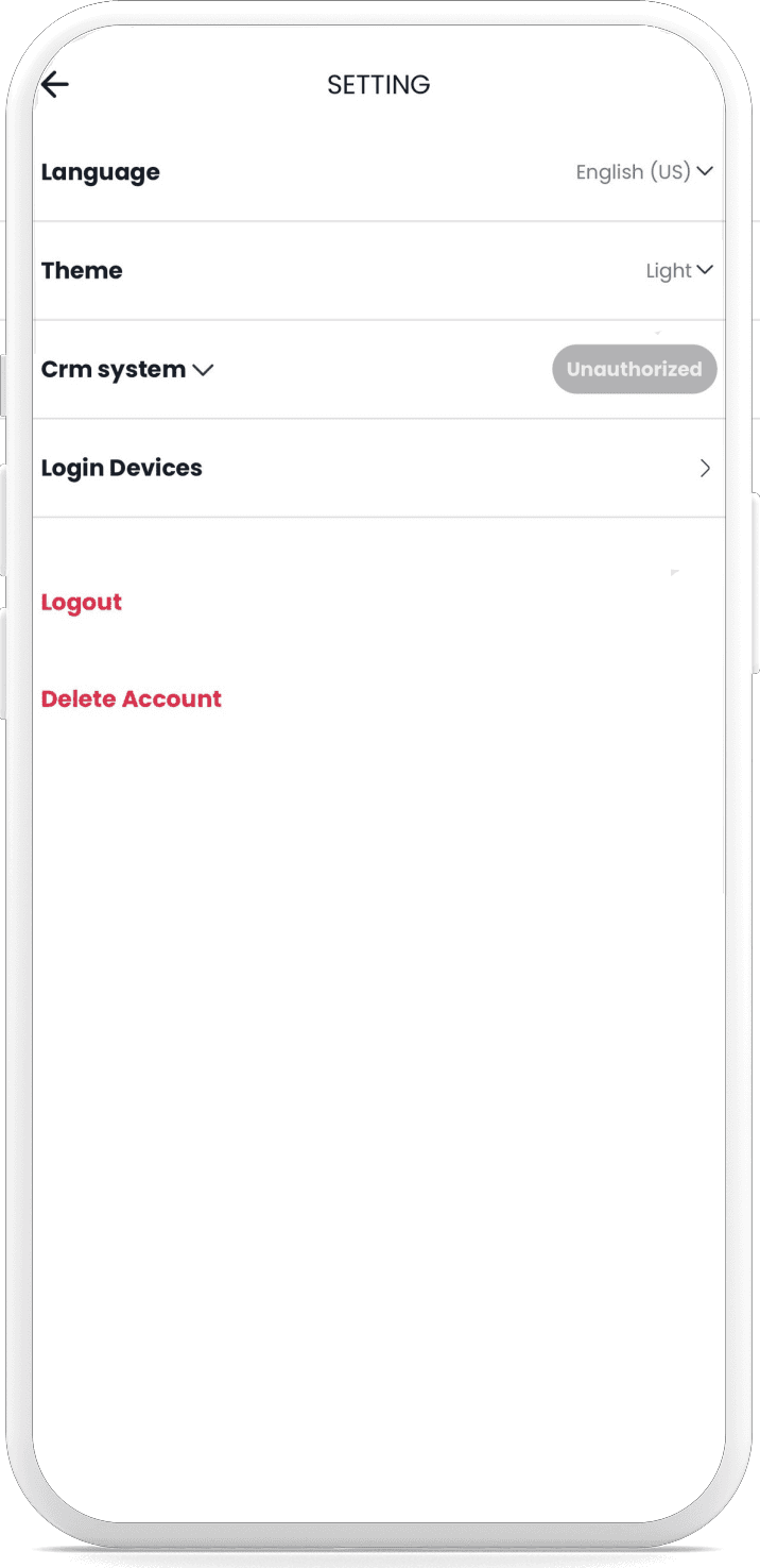 DigiVCard app settings